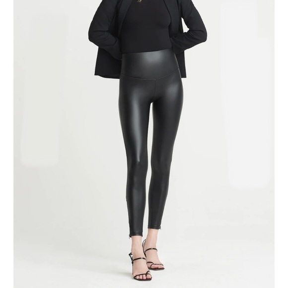 Yummie Faux Leather Shaping Legging with Side Zip